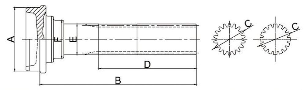 Spline shaft stub diagram